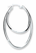 Sterling Silver Oval Shaped Double Hoop Earrings