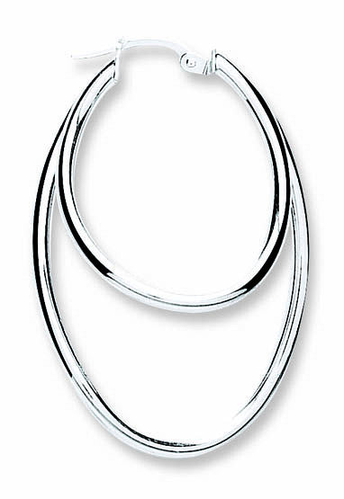 Sterling Silver Oval Shaped Double Hoop Earrings