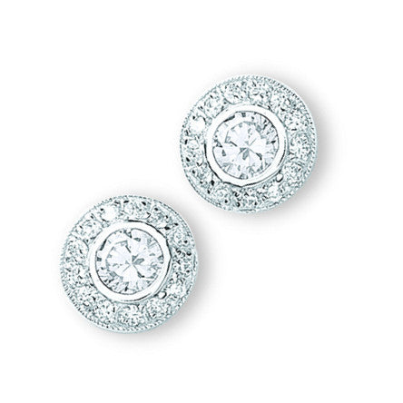 Sterling Silver Cubic Zirconia Cluster Stud Earrings