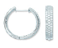 Sterling Silver Pave Set Cubic Zirconia Hoop Earrings