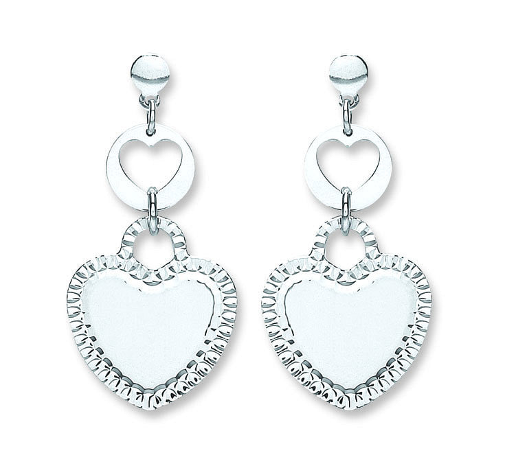 Sterling Silver Heart Drop Earrings