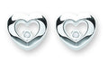 Sterling Silver Floating Cubic Zirconia Heart Stud Earrings