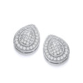 Sterling Silver Teardrop Cubic Zirconia Cluster Stud