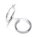 Sterling Silver Round Tube 15mm Hoop Earrings