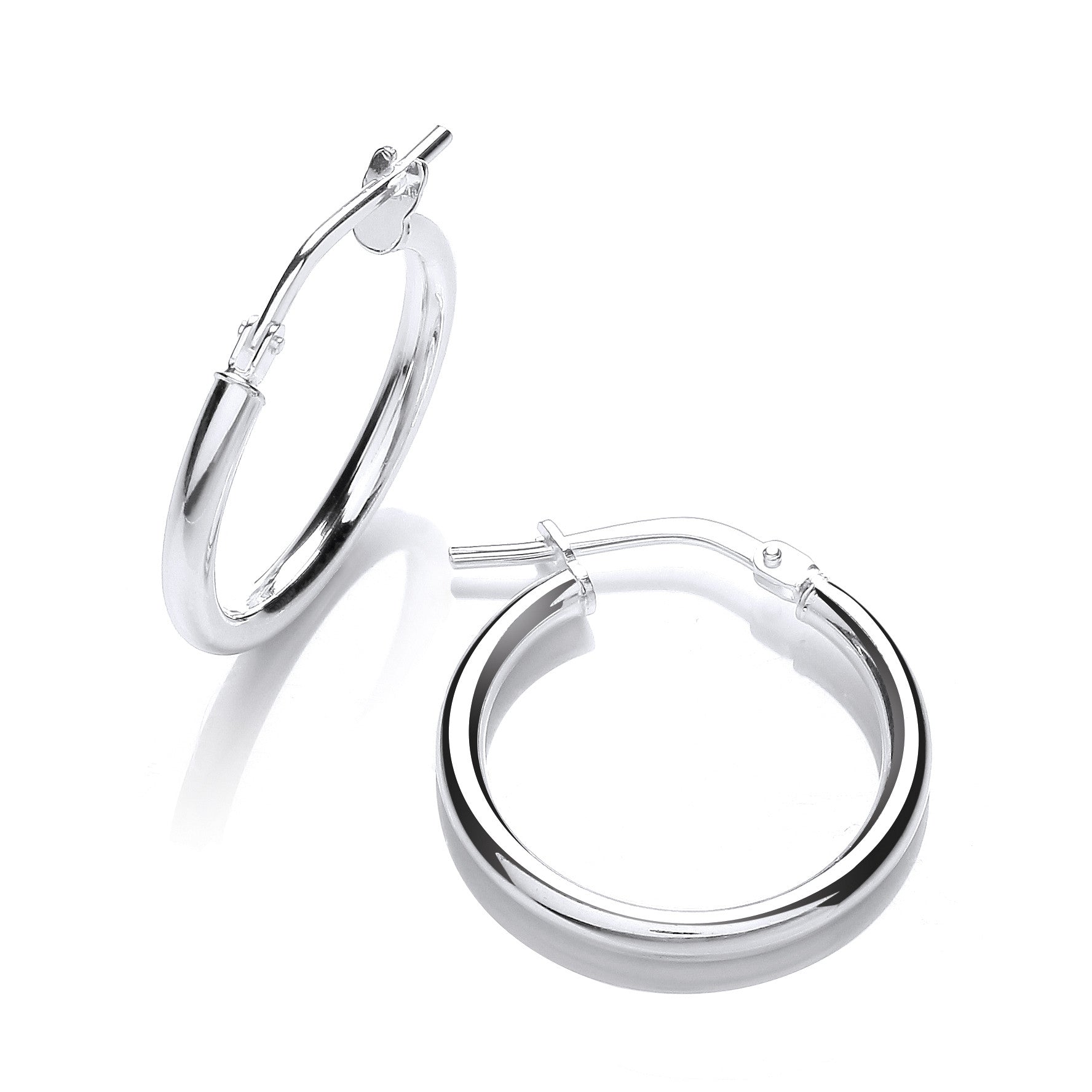 Sterling Silver Round Tube 15mm Hoop Earrings