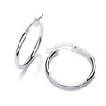 Sterling Silver Round Tube 20mm Hoop Earrings