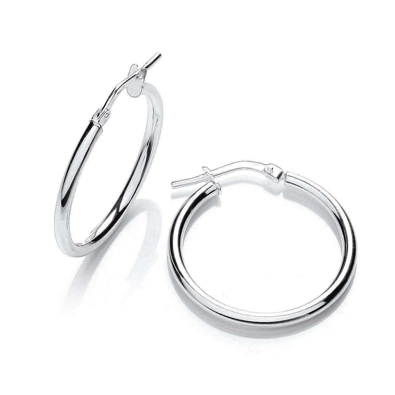Sterling Silver Round Tube 20mm Hoop Earrings