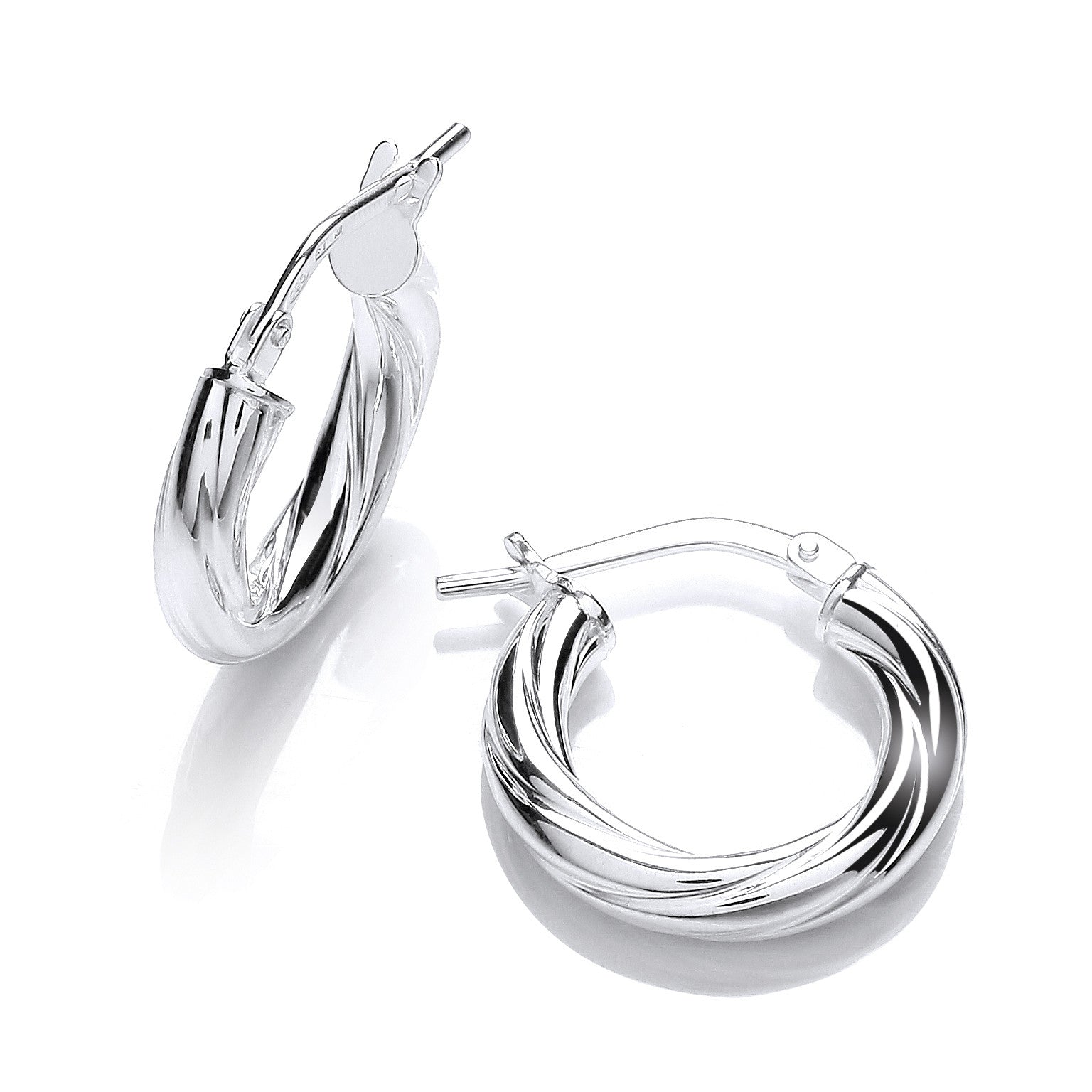 Sterling Silver Round Twist Hoop Earrings