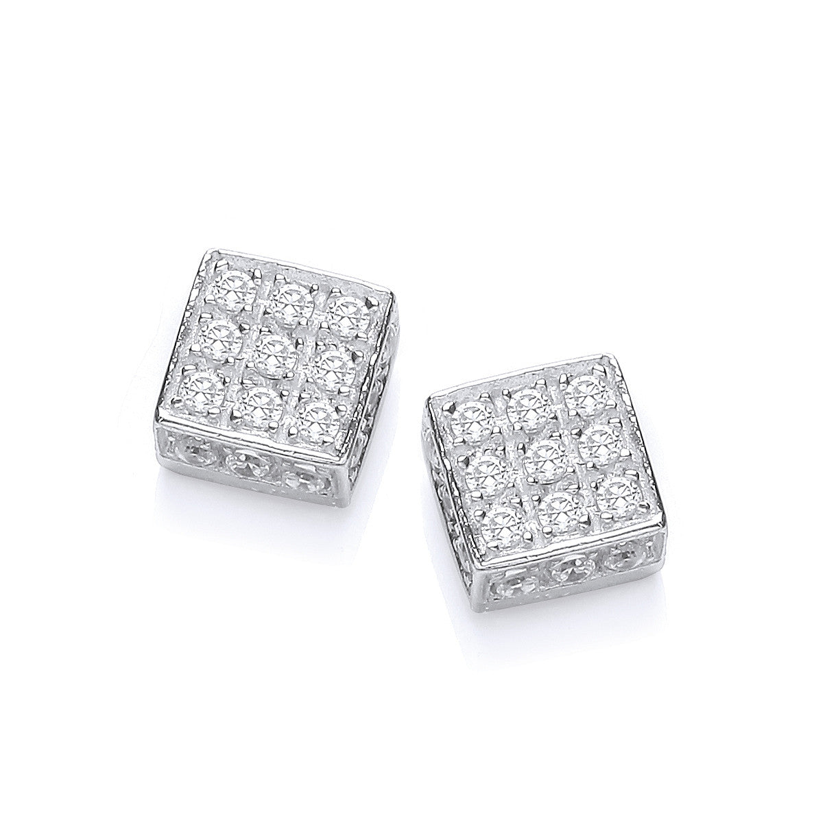 Sterling Silver Square Cubic Zirconia Stud