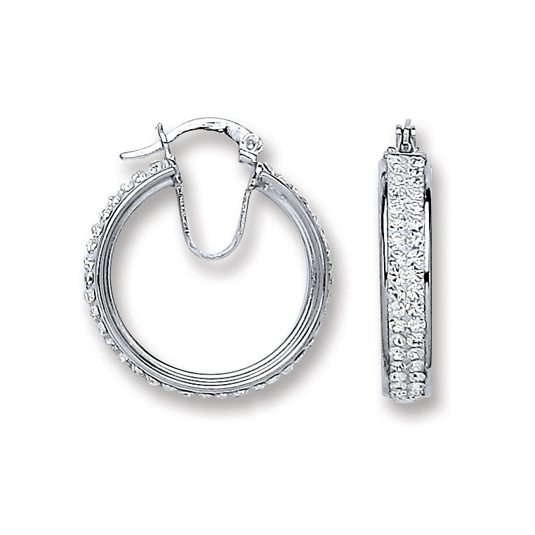Sterling Silver Small Hoop Crystal Earrings