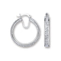 Sterling Silver Med. Hoop Crystal Earrings