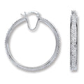Sterling Silver Large Hoop Crystal Earrings