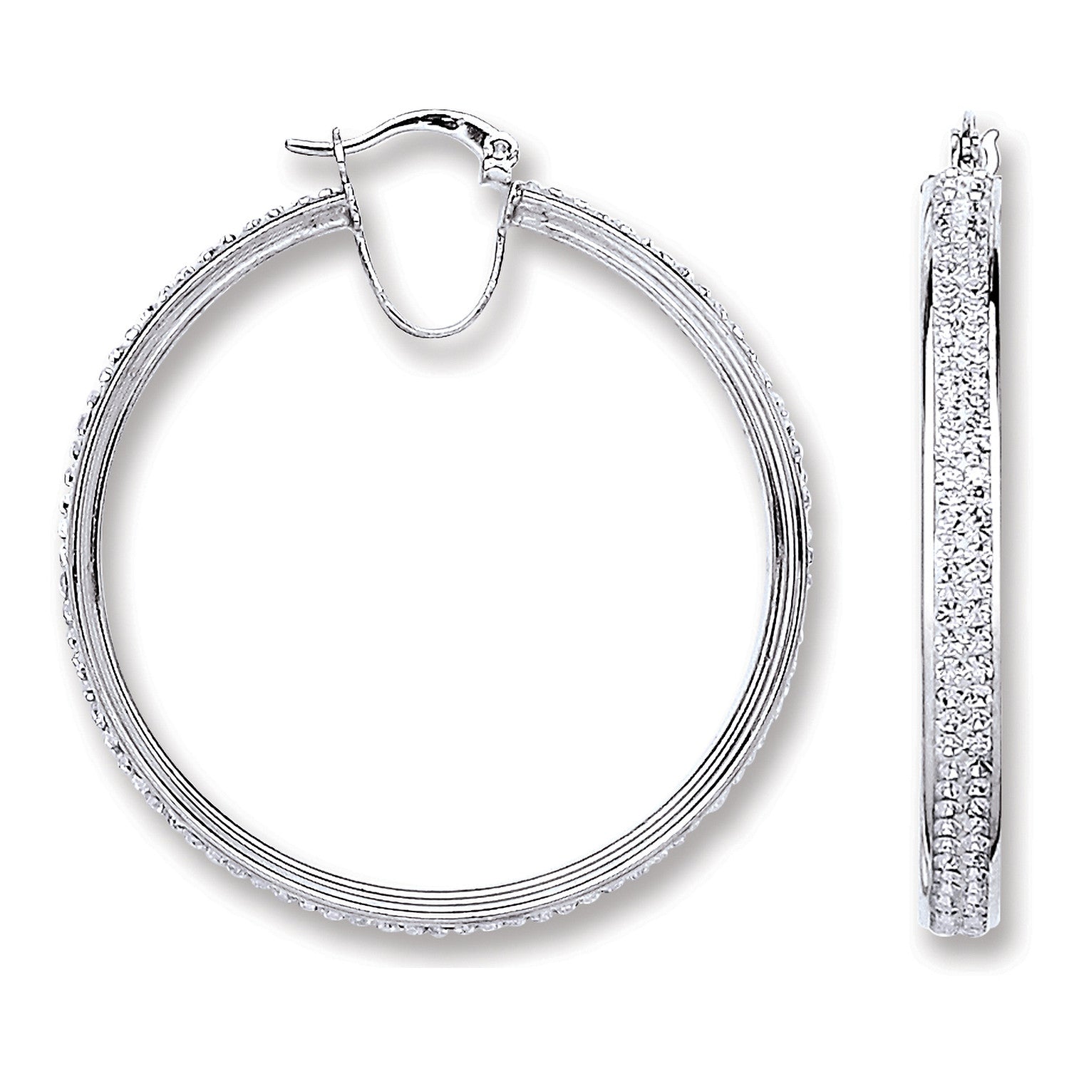Sterling Silver Extra Large Hoop Crystal Earrings