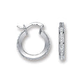 Sterling Silver Single Row Crystal Hoop Earrings