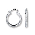 Sterling Silver Single Row Crystal Hoop Earrings