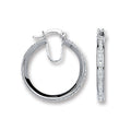Sterling Silver Single Row Crystal Hoop Earrings