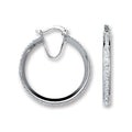Sterling Silver Single Row Crystal Hoop Earrings