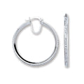 Sterling Silver Single Row Crystal Hoop Earrings