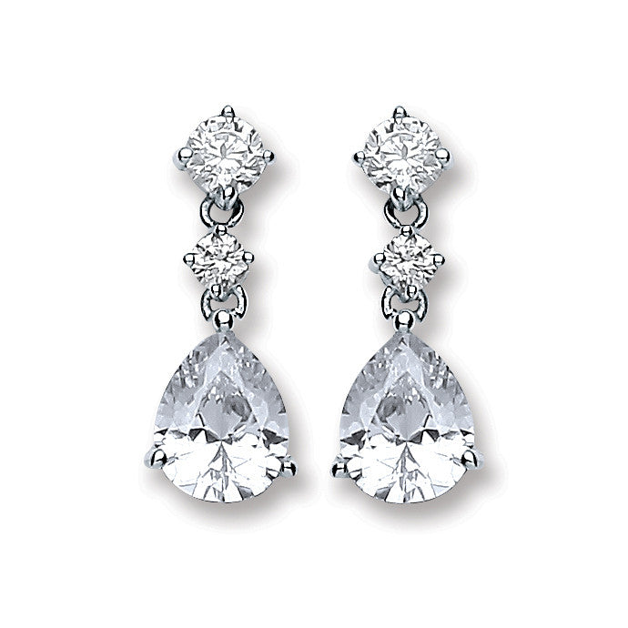 Sterling Silver Cubic Zirconia's Small Teardrop Earrings