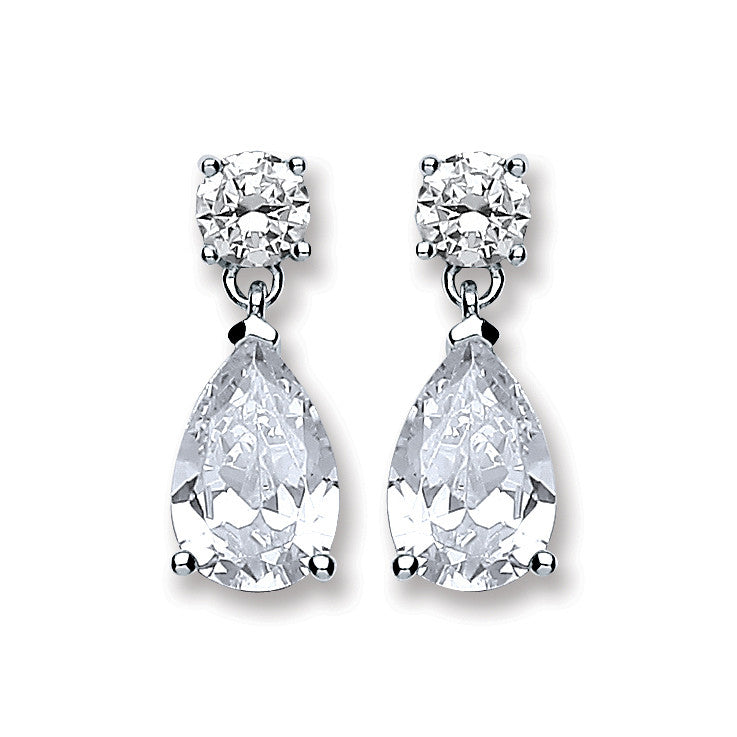 Sterling Silver Cubic Zirconia's Teardrop Earrings