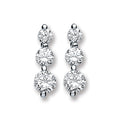 Sterling Silver 3 Cubic Zirconia Graduated Drop Earrings