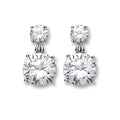 Sterling Silver Big Round Cubic Zirconia Drop Earrings