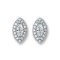 Sterling Silver Marquese Shape Cubic Zirconia Stud Earrings