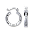 Sterling Silver Channel Set Cubic Zirconia Hoop Earrings