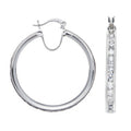 Sterling Silver Channel Set Cubic Zirconia Hoop Earrings