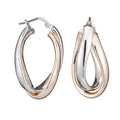 Sterling Silver Oval Two Tone Hoop Earrings