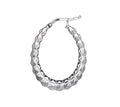 Sterling Silver Faceted Oval Hallow Hoop Earrings