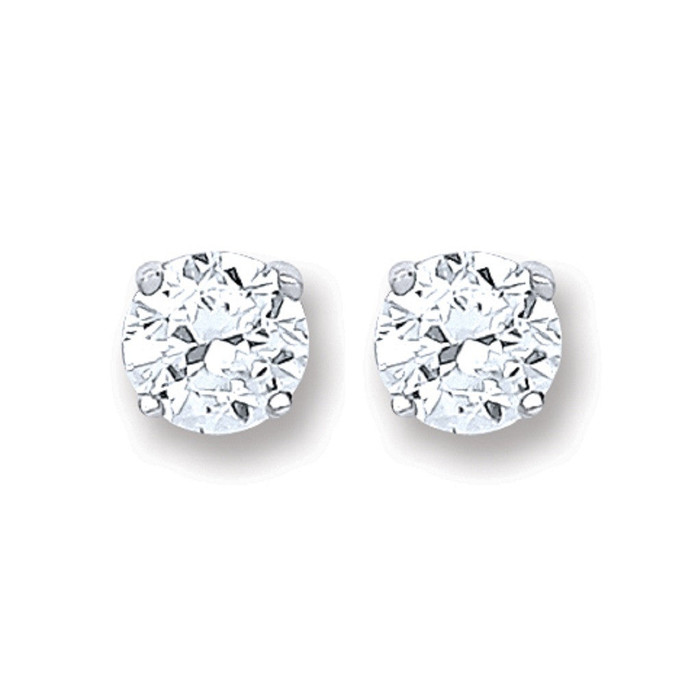 Sterling Silver Brilliant Cut Cubic Zirconia 4mm Claw Set Stud