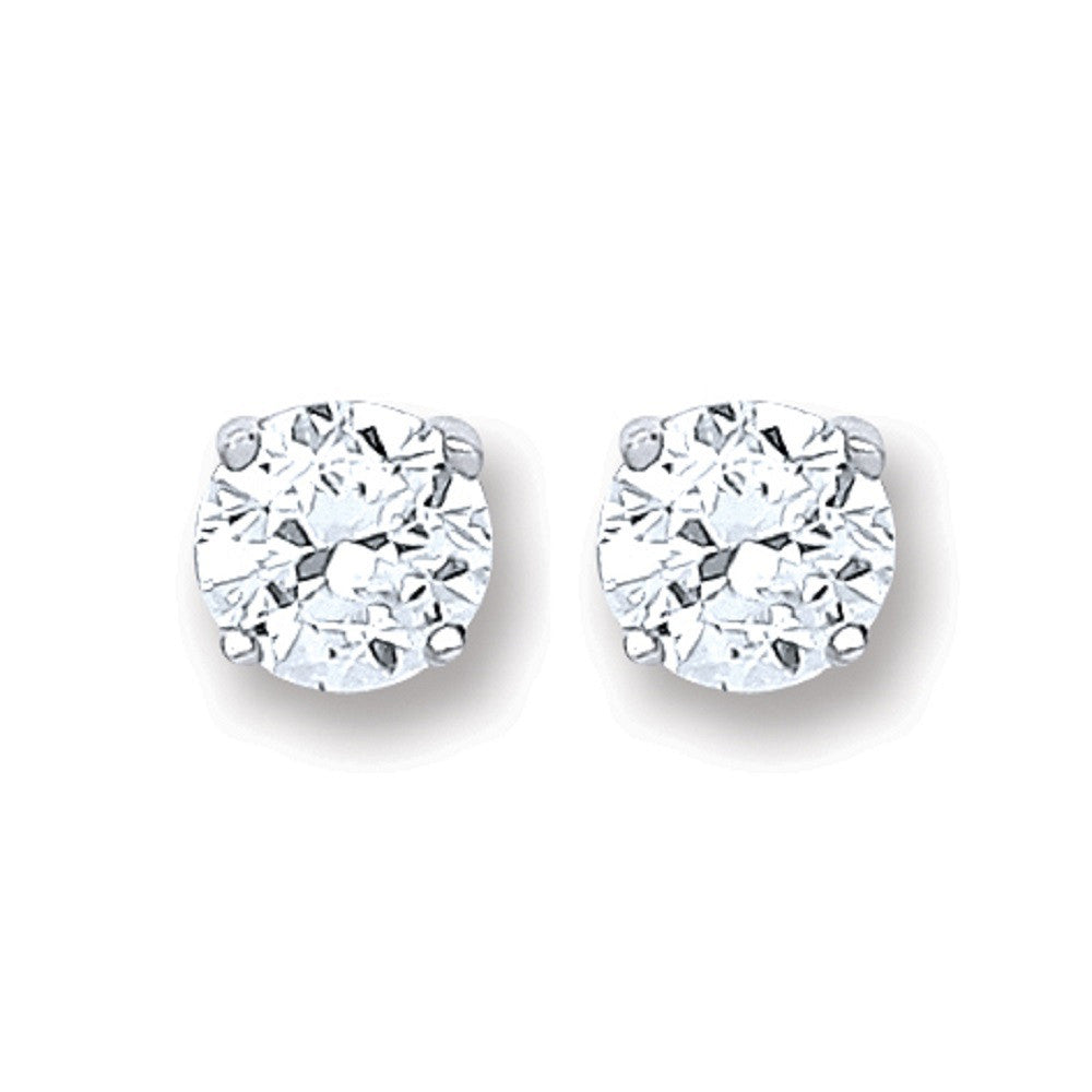 Sterling Silver Brilliant Cut Cubic Zirconia 6mm Claw Set Stud