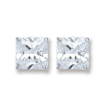 Sterling Silver Princess Cut Cubic Zirconia 6mm Studs