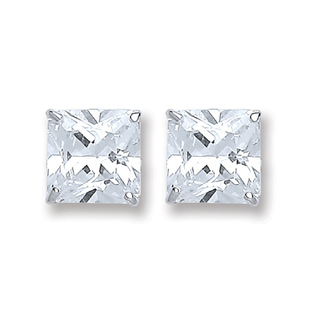 Sterling Silver Princess Cut Cubic Zirconia 6mm Studs