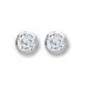 Sterling Silver 4mm Round Cubic Zirconia Rub Over Set Studs