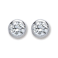 Sterling Silver Round Brilliant Cut Rub Over Setting 6mm Cubic Zirconia Stud