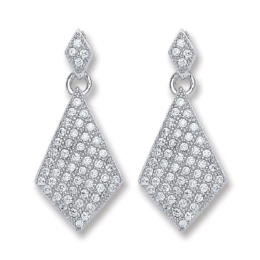 Sterling Silver Diamond Shape Drop Earrings