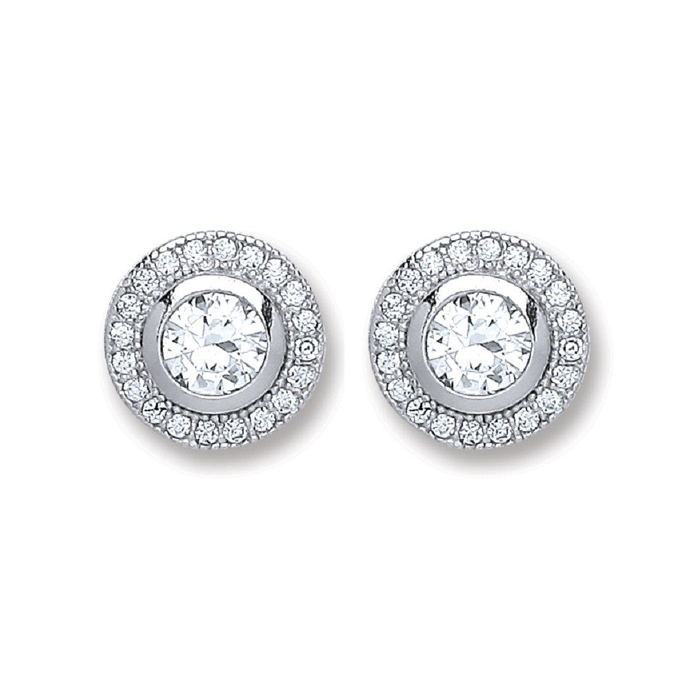 Sterling Silver Round Cubic Zirconia Stud Earrings