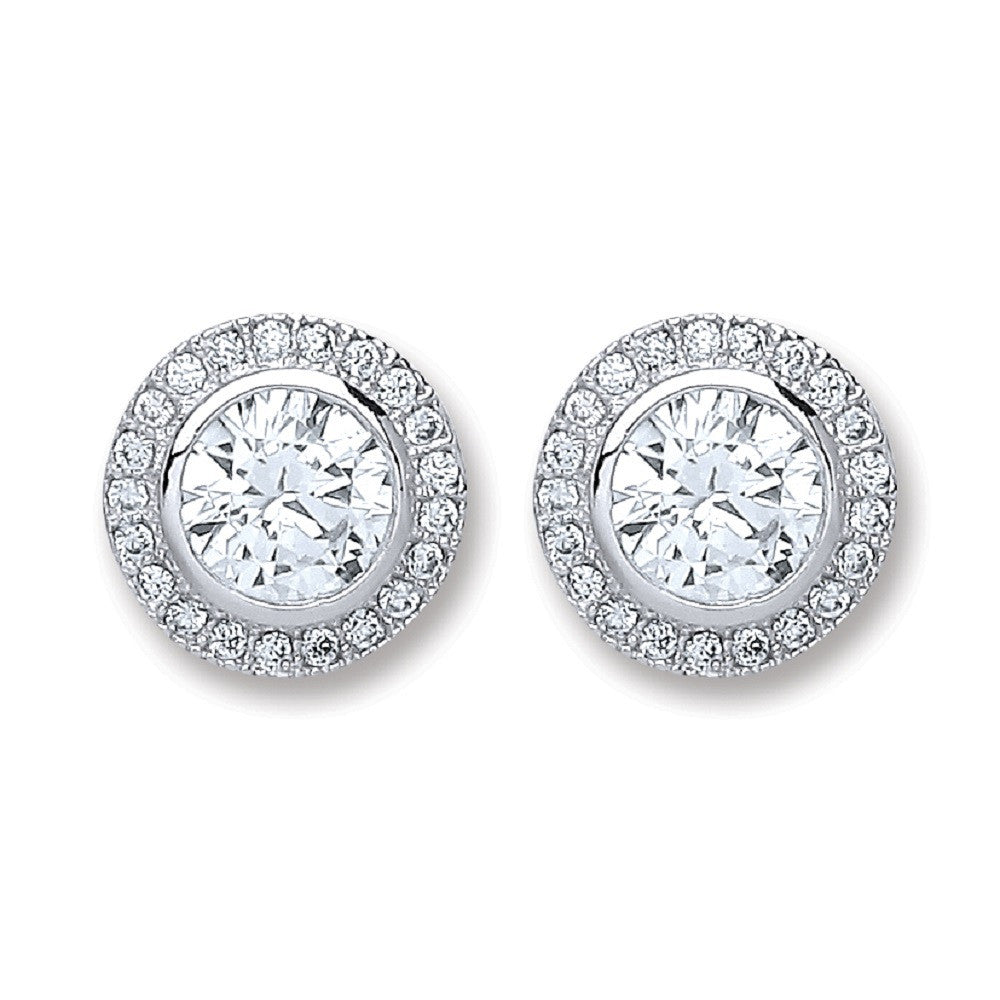 Sterling Silver Round Cubic Zirconia Stud Earrings