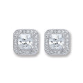 Sterling Silver Square Cubic Zirconia Stud Earrings