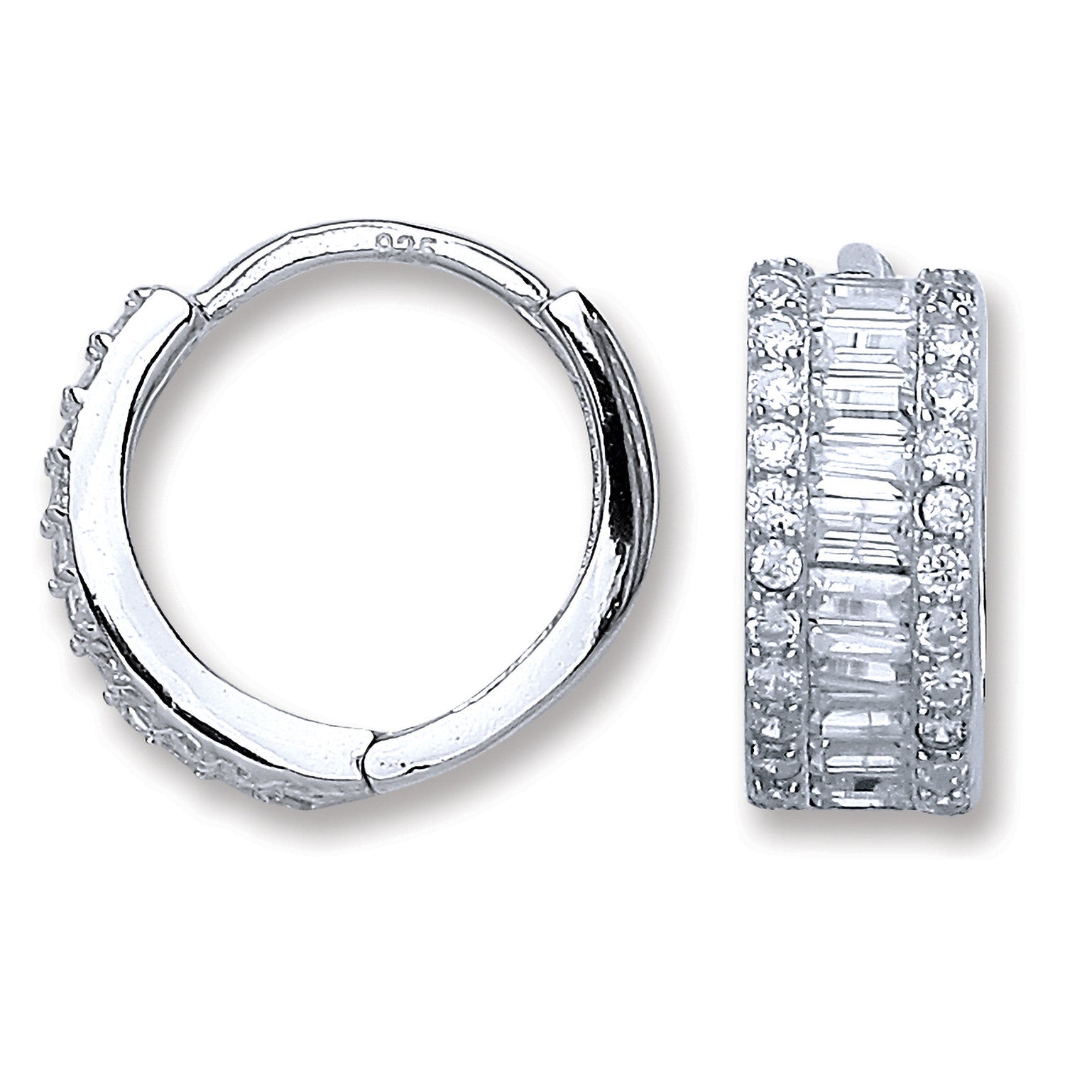Sterling Silver Cubic Zirconia Huggies Earrings