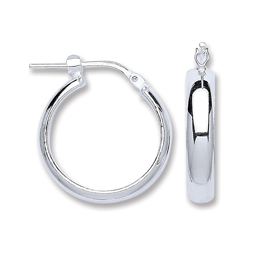 Sterling Silver D-Shape Wedds Hoop Earrings