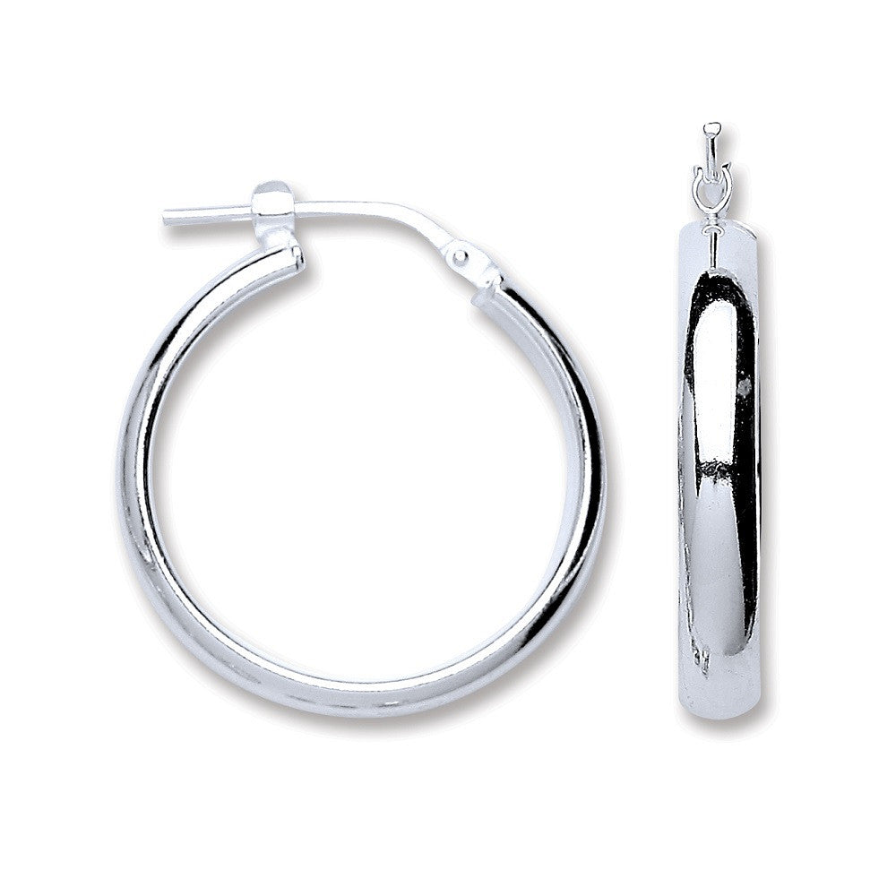 Sterling Silver D-Shape Wedds Hoop Earrings