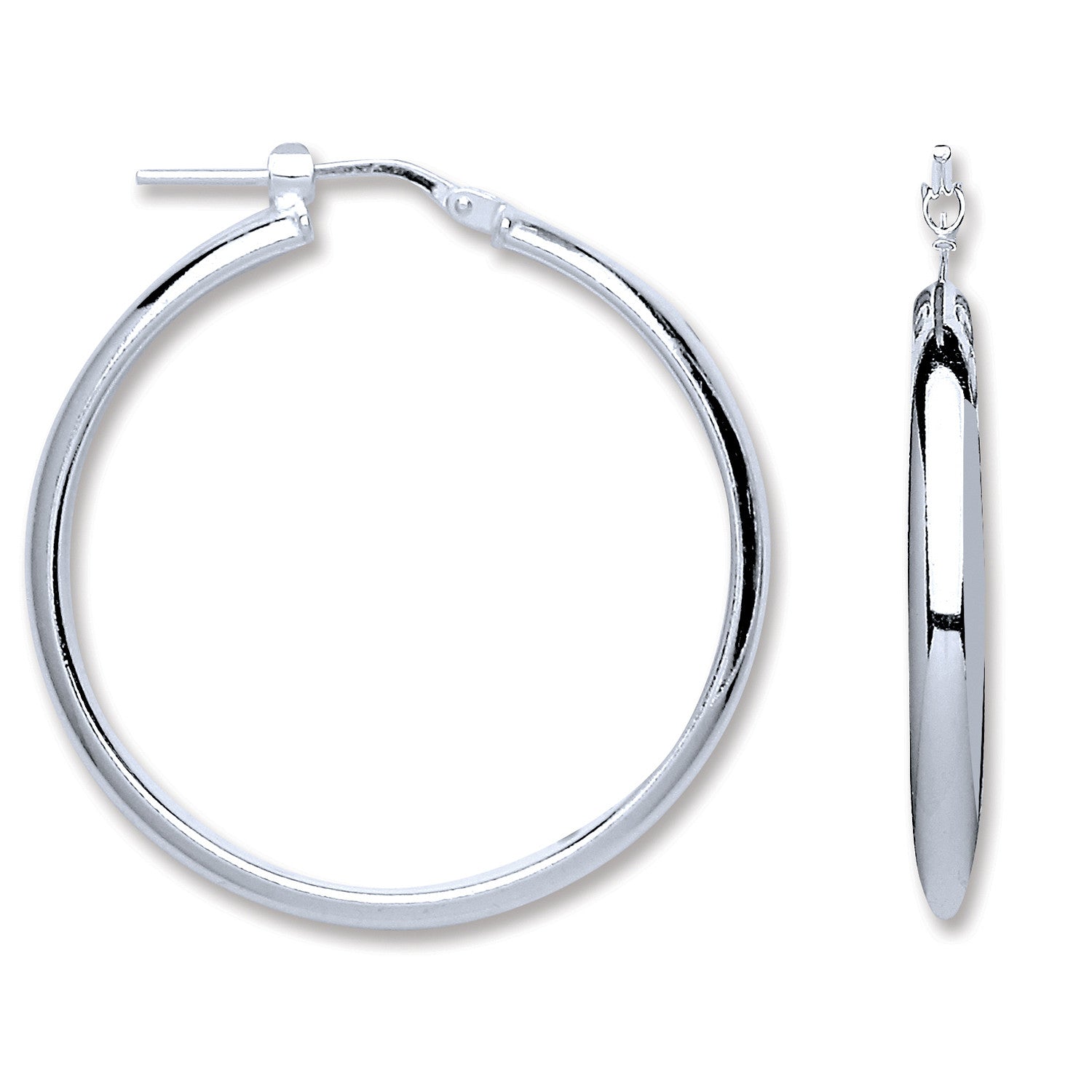 Sterling Silver D-Shape Wedds Hoop Earrings