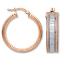 Sterling Silver Rose Moondust Stone Illusion Effect Hoop Earrings