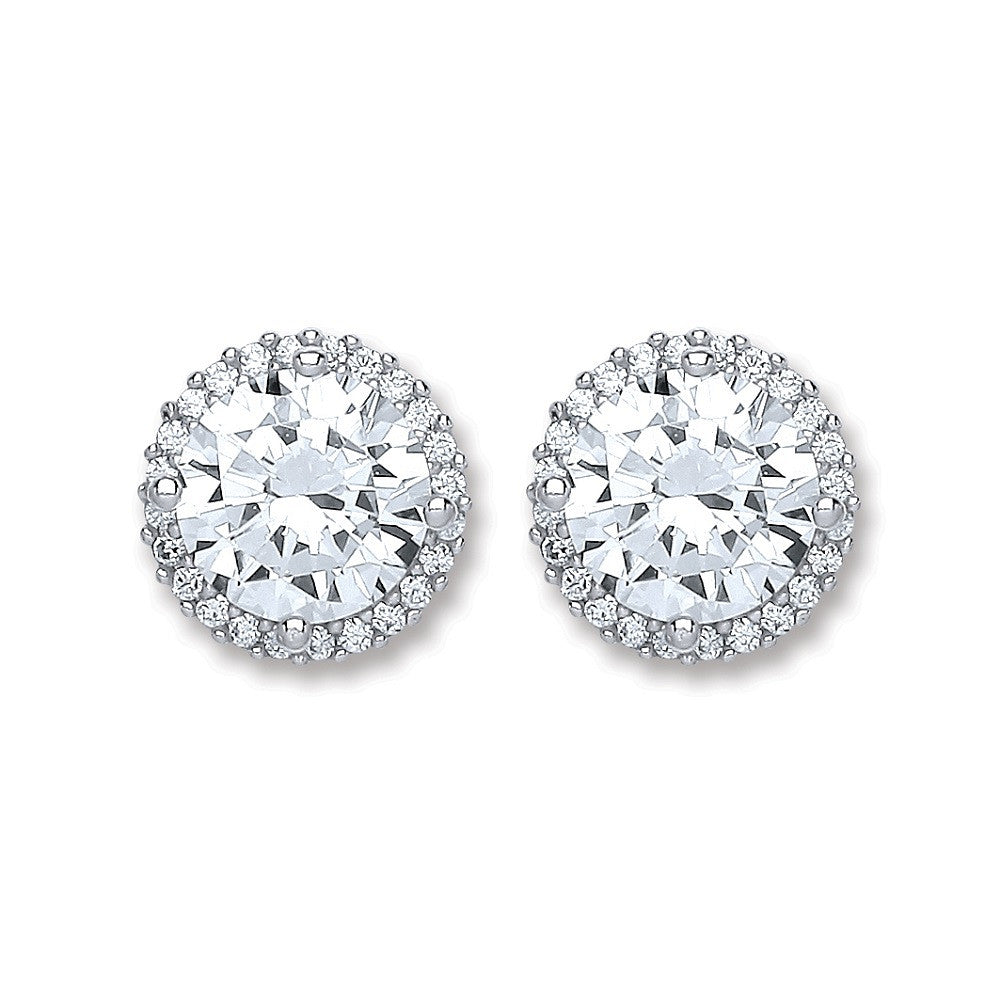 Sterling Silver Cubic Zirconia Round Stud Earrings