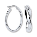Sterling Silver Wavey Oval Tube Hoop Earrings