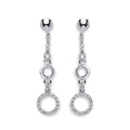 Sterling Silver Fancy Cubic Zirconia Circle Drop Earrings