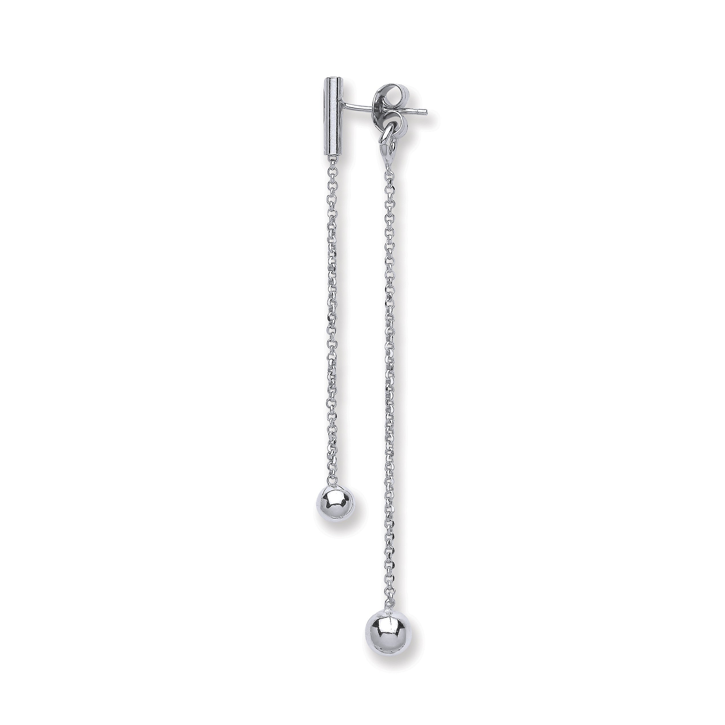 Sterling Silver Two Strand Ball Drop Earrings